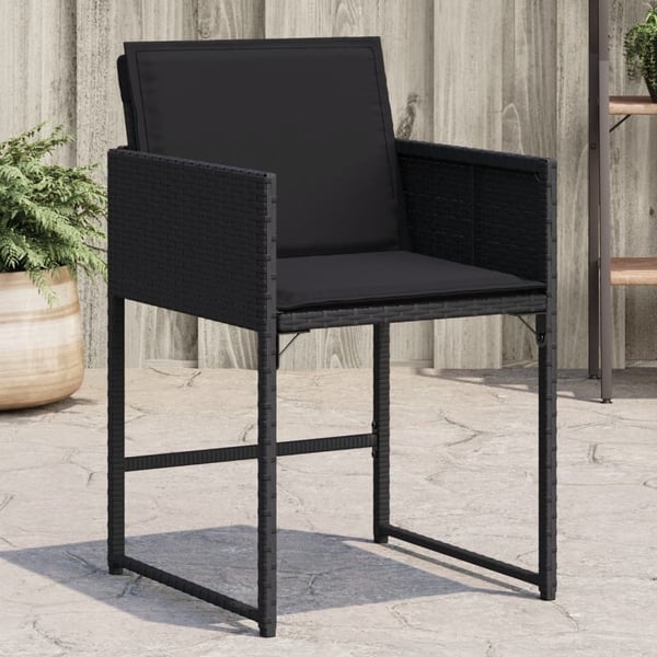 vidaXL havestole med hynder 4 stk. polyrattan sort