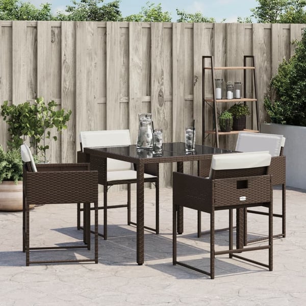 vidaXL havestole 4 stk. med hynder polyrattan brun