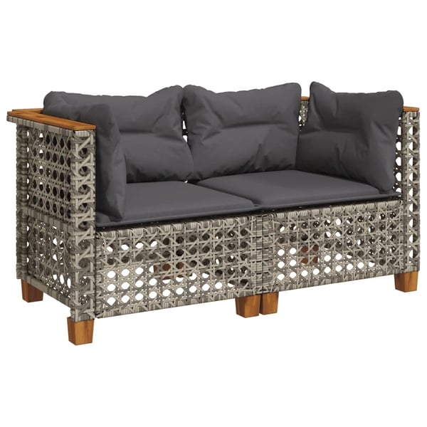 vidaXL hjørnemoduler til havesofa 2 stk. med hynder polyrattan grå