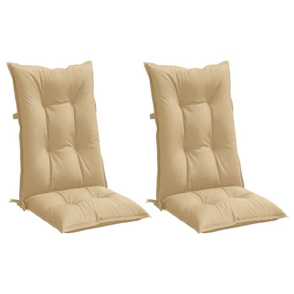 vidaXL stolehynder med høj ryg 2 stk. 120x50x7 cm stof beige
