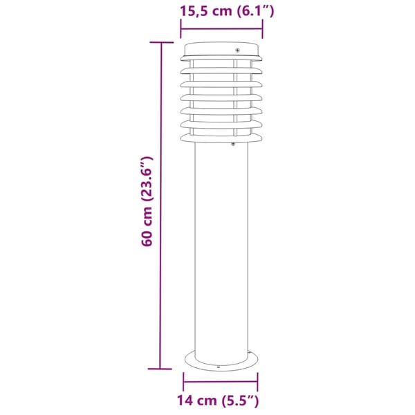 vidaXL udendørs standerlampe 3 stk. 60 cm rustfrit stål sort