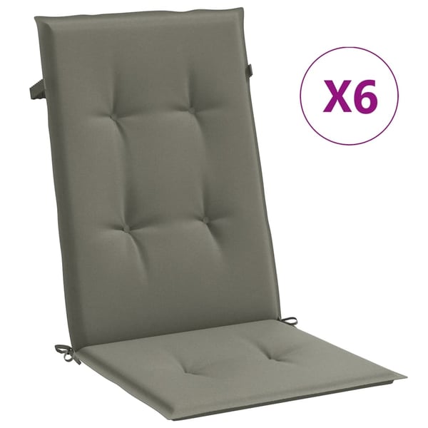 vidaXL stolehynder med høj ryg 6 stk. 120x50x4 cm stof mørkegrå