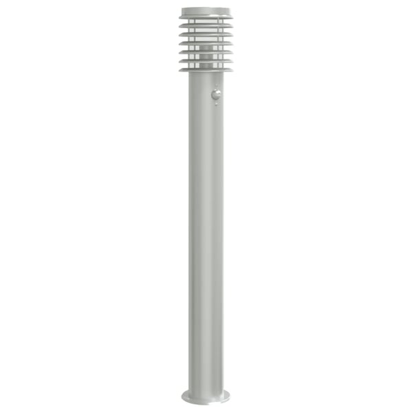 vidaXL udendørs standerlampe med sensor 110 cm rustfrit stål sølv