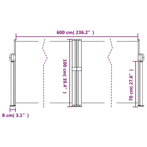 vidaXL Uttrekkbar sidemarkise 100x600 cm beige