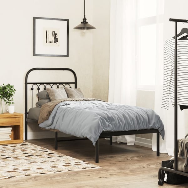 vidaXL sengeramme med sengegavl 80x200 cm metal sort