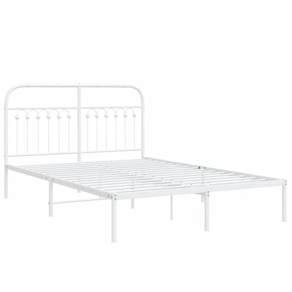 vidaXL Sengeramme i metall med hodegavl hvit 140x190 cm