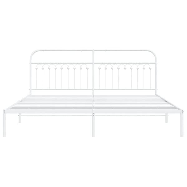vidaXL Sengeramme i metall med hodegavl hvit 193x203 cm