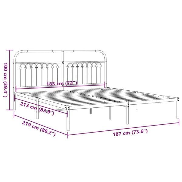 vidaXL Sengeramme i metall med hodegavl hvit 183x213 cm