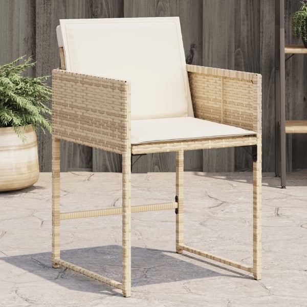 vidaXL Trädgårdsstolar med dynor 4 st beige konstrotting