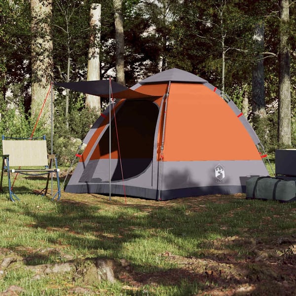 vidaXL 4-personers campingtelt quick-release grå og orange