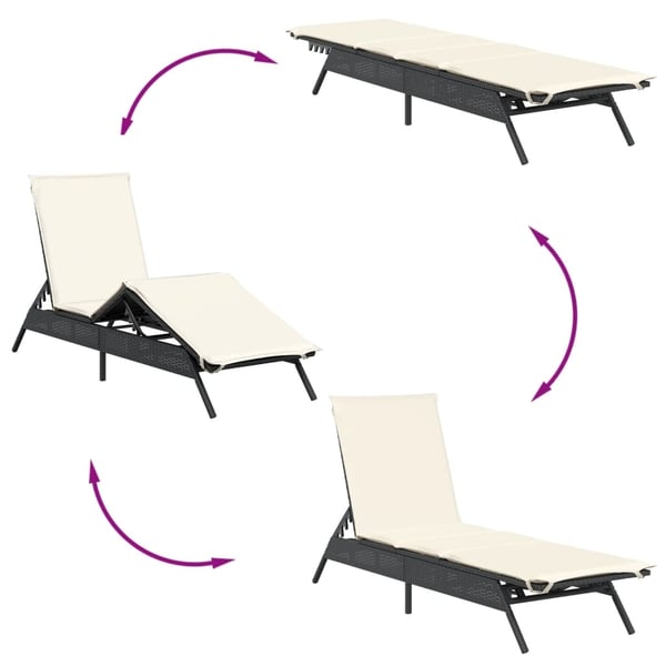 vidaXL liggestole 2 stk. med bord polyrattan sort