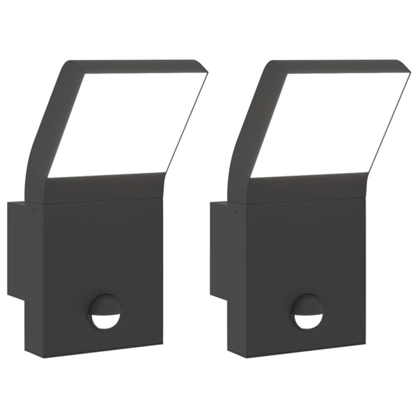 vidaXL udendørs LED-væglamper 2 stk. sensorer trykstøbt aluminium sort