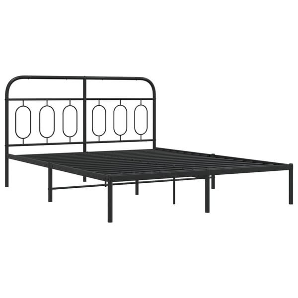 vidaXL Sengeramme i metall med hodegavl svart 140x190 cm