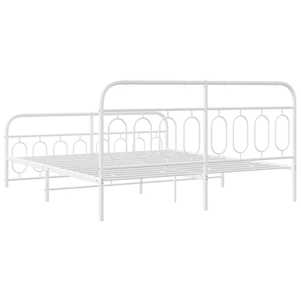 vidaXL Sengeramme i metall med hode- og fotgavl hvit 193x203 cm