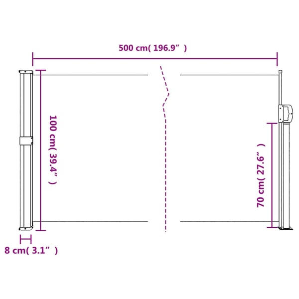vidaXL sammenrullelig sidemarkise 100x500 cm gråbrun
