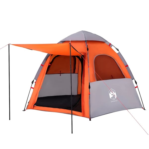 vidaXL Campingtelt 4 personer grå og oransje hurtigutløser