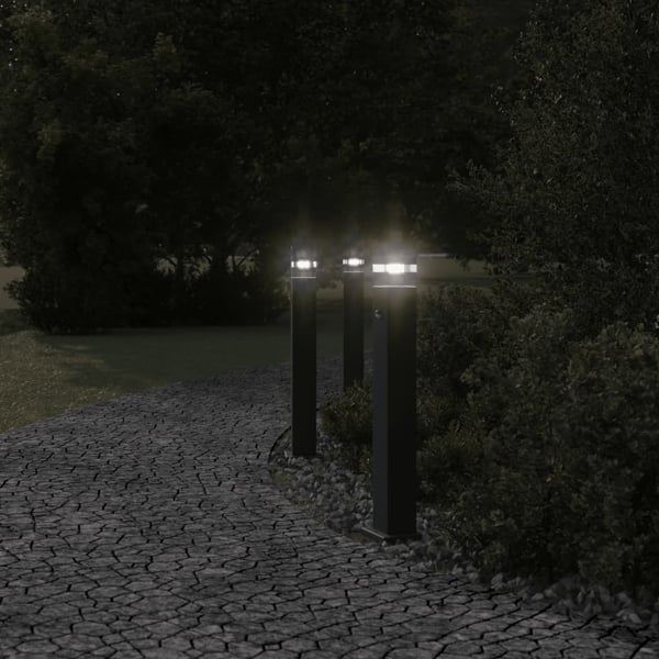 vidaXL udendørs standerlamper 3 stk. med sensor 80 cm aluminium sort