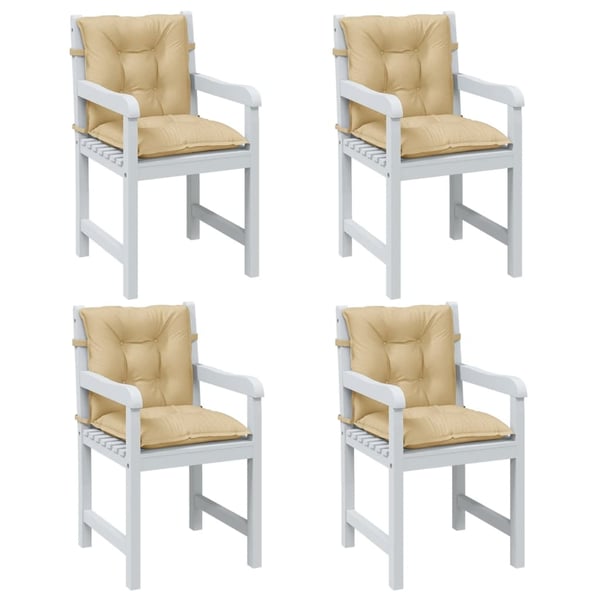 vidaXL stolehynder med lav ryg 4 stk. 100x50x7 cm stof beige