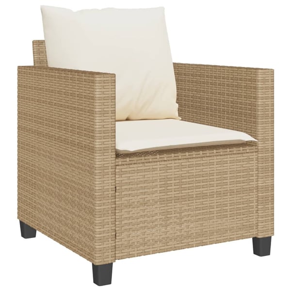 vidaXL bistrosæt til haven 3 dele med hynder polyrattan beige