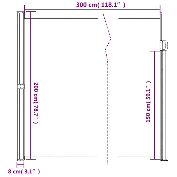 vidaXL Indragbar sidomarkis vit 200x300 cm