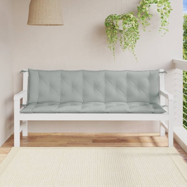 vidaXL hynder til havebænk 2 stk. 180x50x7 cm stof meleret lysegrå