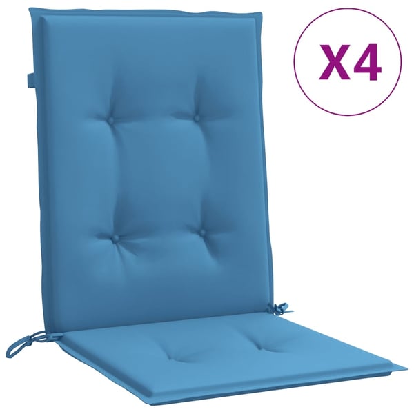 vidaXL stolehynder med lav ryg 4 stk. 100x50x4 cm stof blå