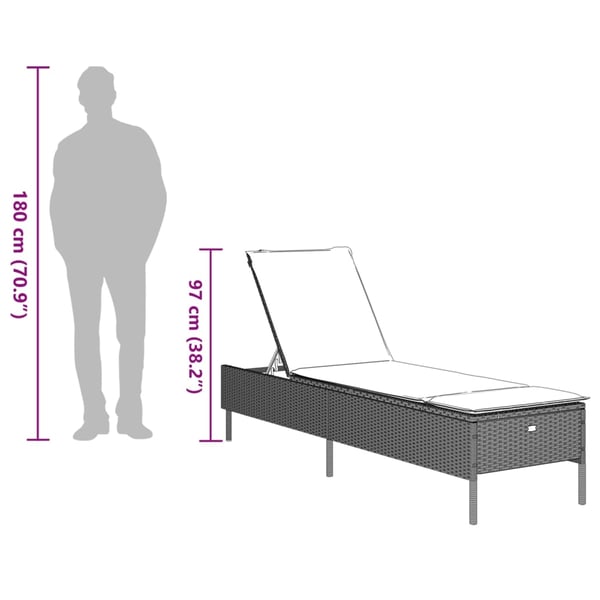 vidaXL liggestol med hynde polyrattan lysegrå