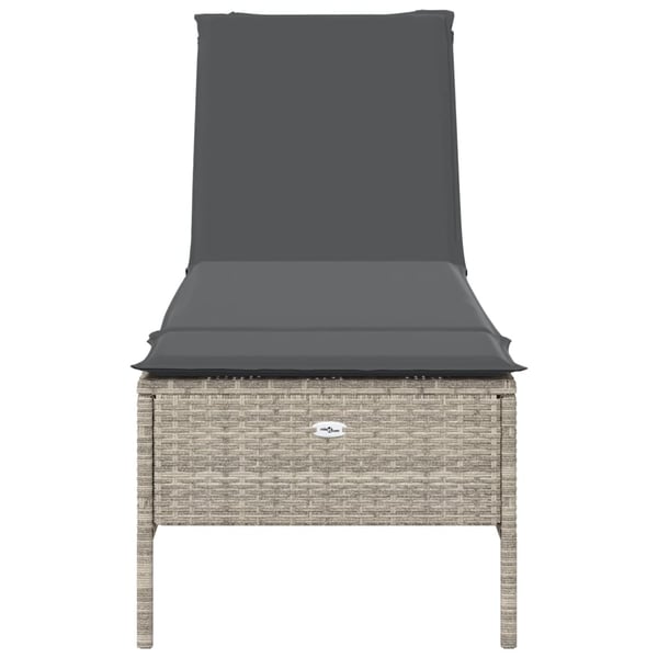vidaXL liggestol med hynde polyrattan lysegrå