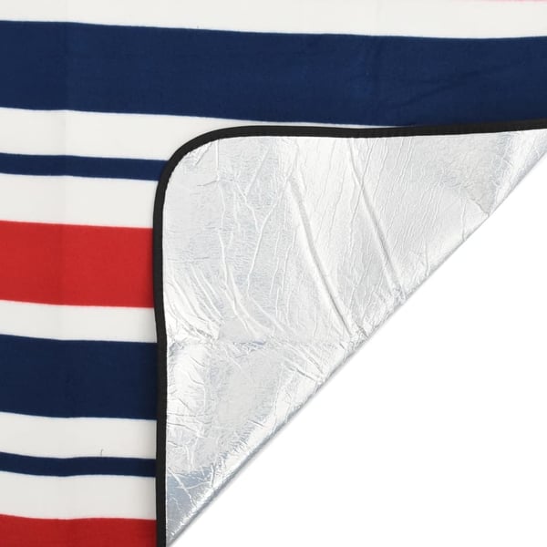 vidaXL picnictæppe 200x150 cm foldbart fløjl stribet rød og blå
