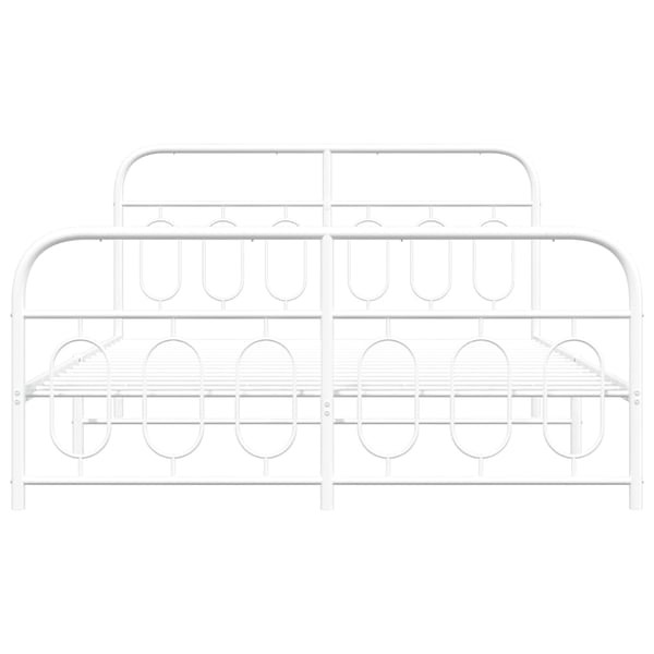 vidaXL Sengeramme i metall med hode- og fotgavl hvit 135x190 cm