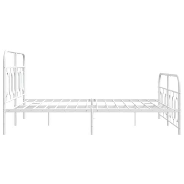 vidaXL Sengeramme i metall med hode- og fotgavl hvit 135x190 cm