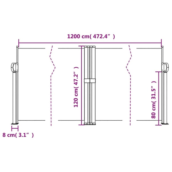 vidaXL sidemarkise 120x1000 cm sammenrullelig hvid