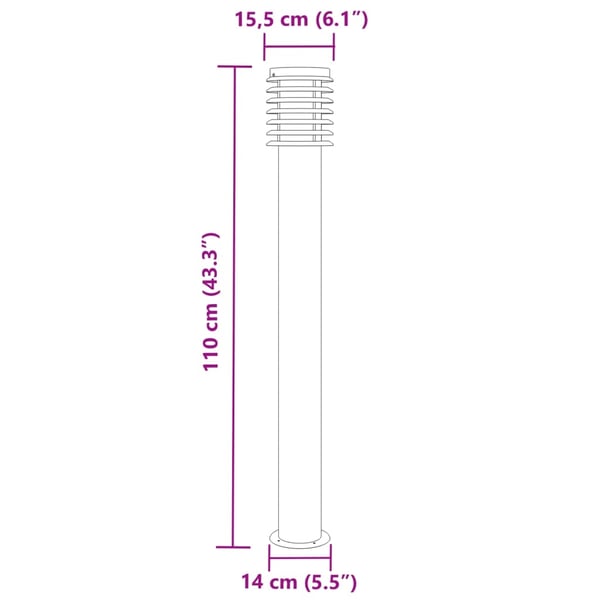 vidaXL udendørs standerlampe 110 cm rustfrit stål sort
