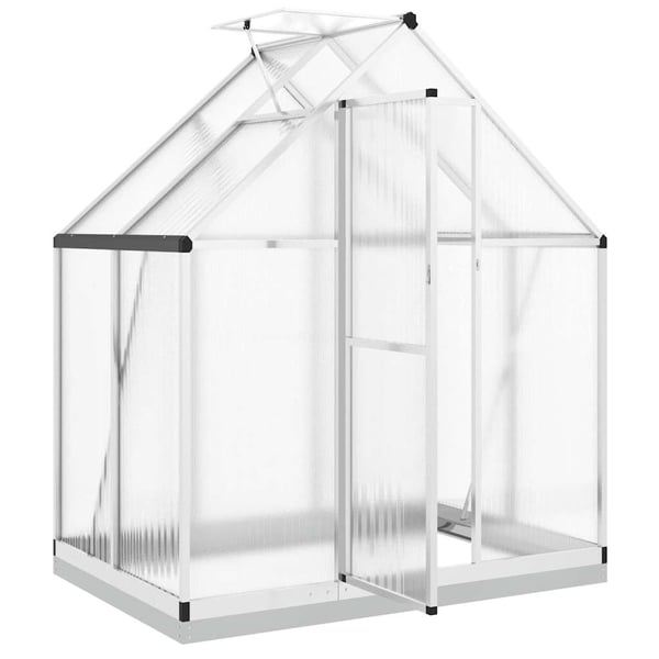 vidaXL drivhus med fundamentramme 169x114x202 cm aluminium sølvfarvet
