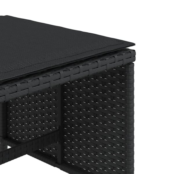 vidaXL haveskammel med hynder 4 stk. 40x40x35 cm polyrattan sort