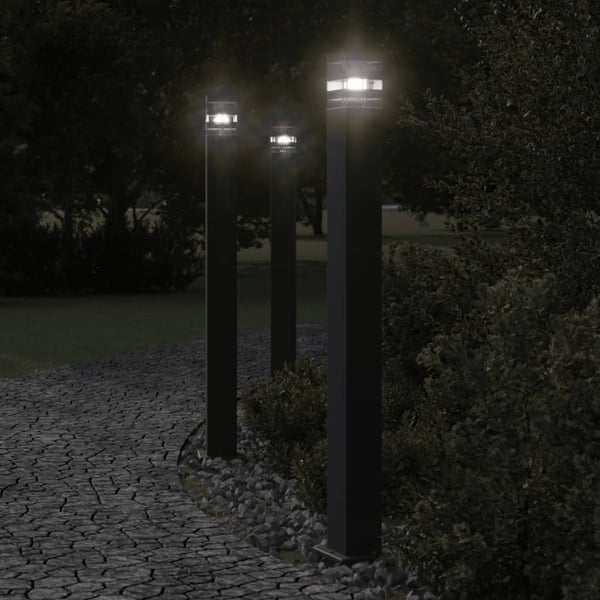 vidaXL Utendørs gulvlamper 3 stk svart 110 cm aluminium