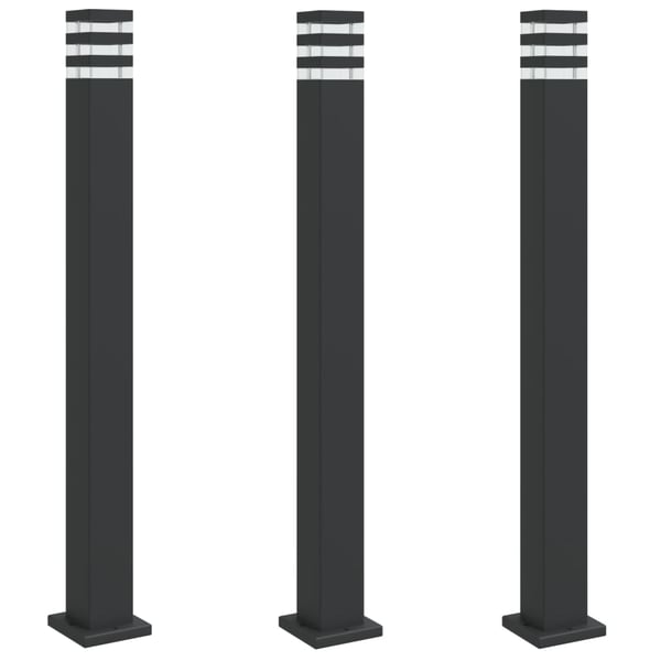 vidaXL Utendørs gulvlamper 3 stk svart 110 cm aluminium