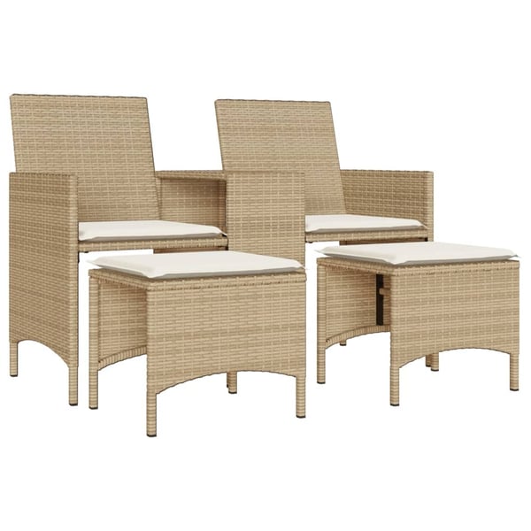 vidaXL 2-personers havesofa med bord og skamler polyrattan beige