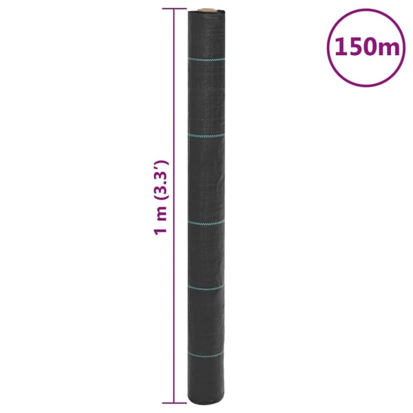 vidaXL ukrudtsdug 1x150 m PP sort
