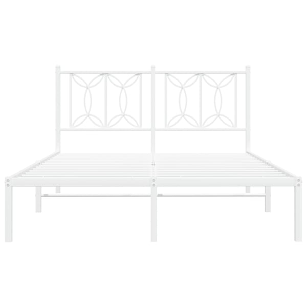 vidaXL Sengeramme i metall med hodegavl hvit 135x190 cm