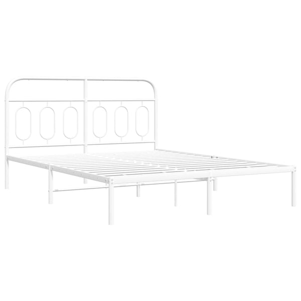 vidaXL Sengeramme i metall med sengegavl hvit 150x200 cm