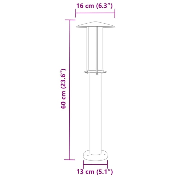 vidaXL udendørs standerlampe 3 stk. 60 cm rustfrit stål sort