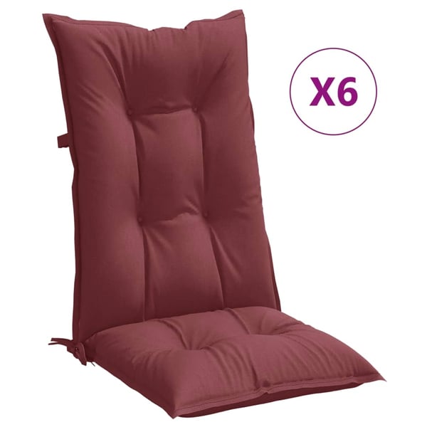 vidaXL stolehynder med høj ryg 6 stk. 120x50x7 cm stof vinrød