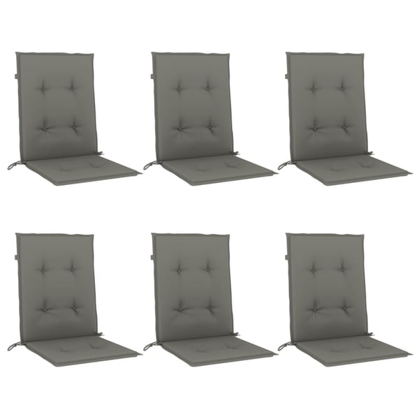 vidaXL stolehynder med lav ryg 6 stk. 100x50x4 cm stof mørkegrå