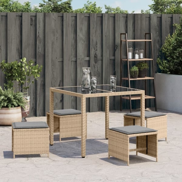 vidaXL haveskamler 4 stk. med hynder 40x40x35 cm polyrattan beige