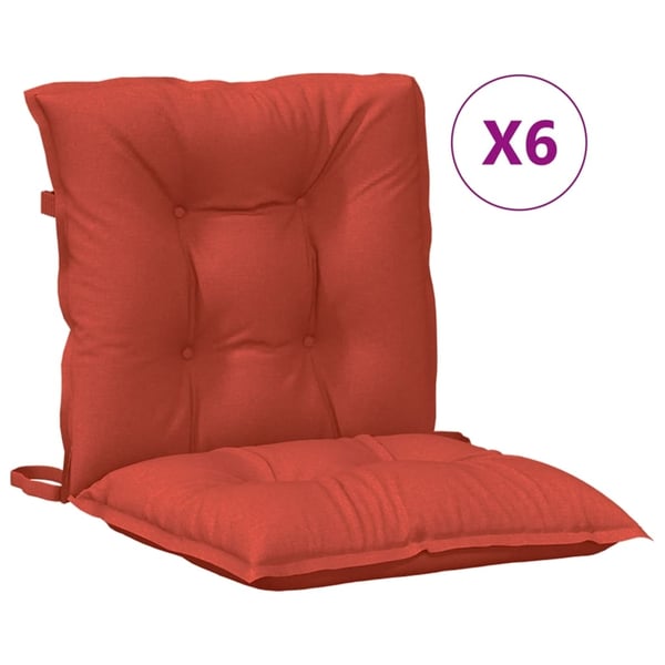 vidaXL stolehynder med lav ryg 6 stk. 100x50x7 cm stof rød
