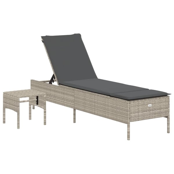 vidaXL loungesofa med bord og hynde polyrattan lysegrå