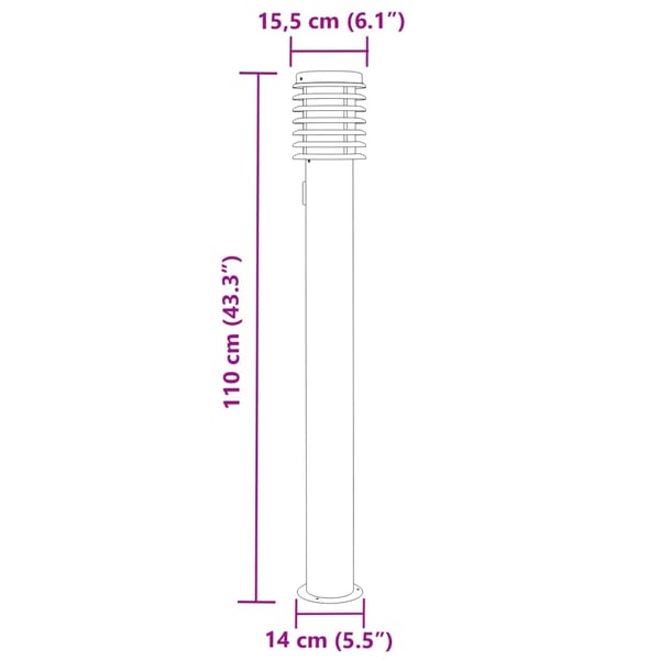 vidaXL Utendørs gulvlamper med uttak 3 stk sølv 110 cm rustfritt stål