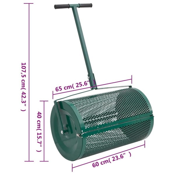 vidaXL Kompostspreder 75L grønn Ø40x60 cm stål
