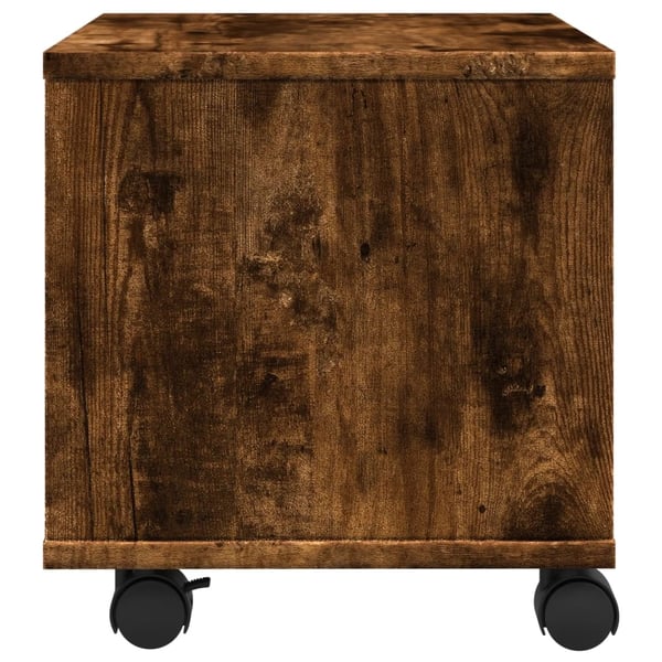 vidaXL printerstativ med hjul 41x32x34,5 cm røget egetræsfarve
